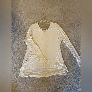 Impressions Boutique Soft Lightweight Long Sleeve Tunic Top - Cream - Medium